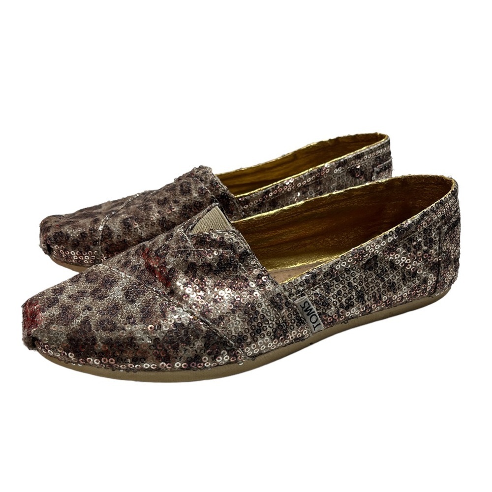 TOMS Sequin Leopard-Print Slip-On Size 8